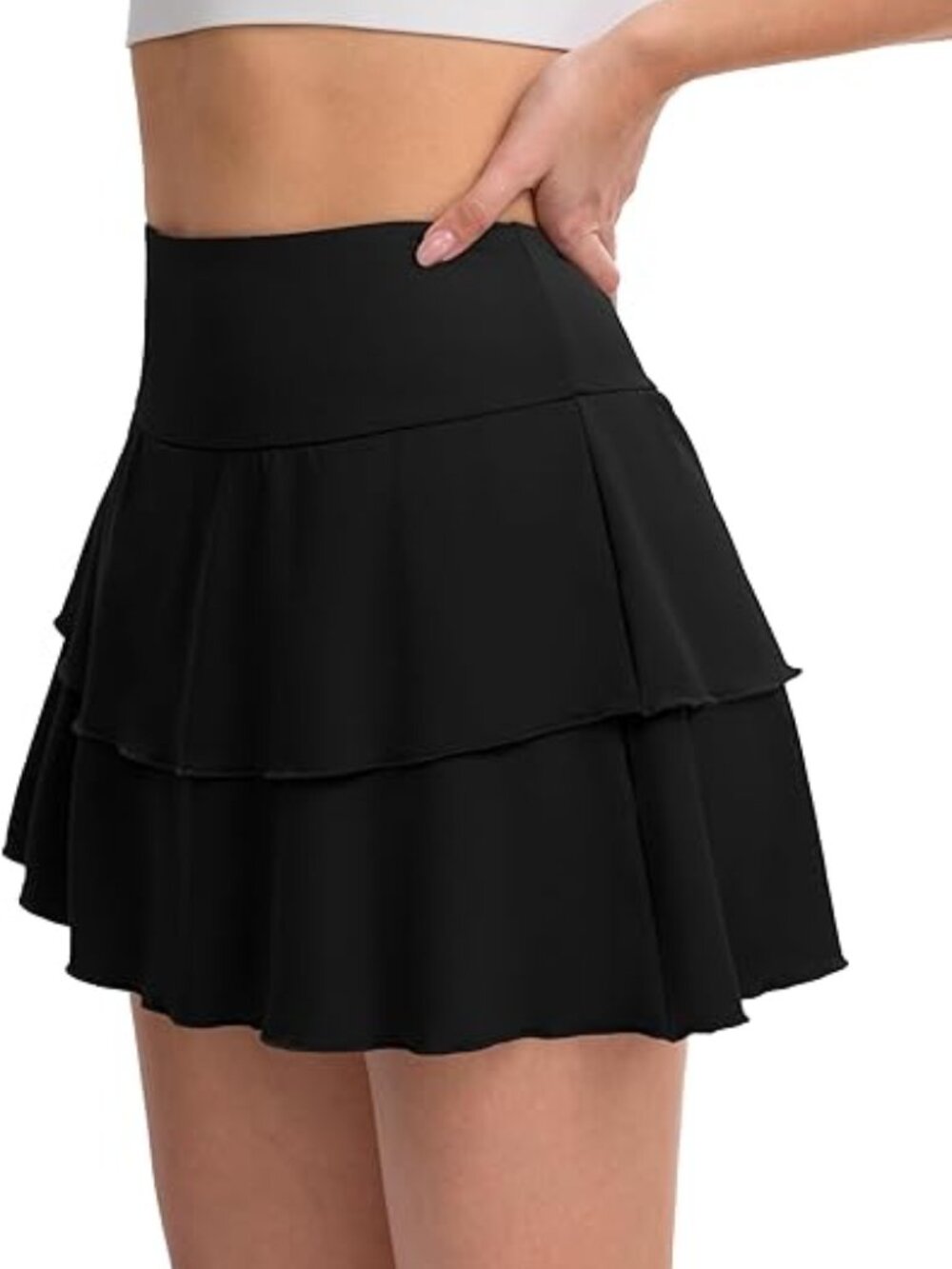 DLOODA Flowy Golf Skirt High Waisted Pickleball Skort with Pockets Ruffle Hem - Picture 4 of 6